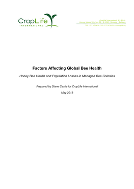 Factors Affecting Global Bee Health