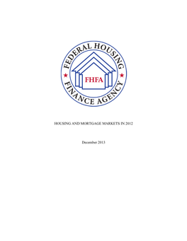 FHFA Research Paper: Housing and Mortgage Markets in 2012