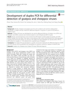 Development of Duplex PCR for Differential Detection of Goatpox And