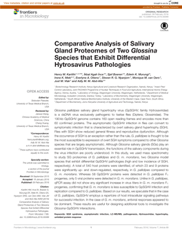 Comparative Analysis of Salivary Gland Proteomes of Two Glossina Species That Exhibit Differential Hytrosavirus Pathologies