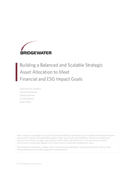 Building a Balanced and Scalable Strategic Asset Allocation to Meet Financial and ESG Impact Goals