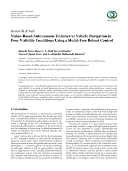 Vision-Based Autonomous Underwater Vehicle Navigation in Poor Visibility Conditions Using a Model-Free Robust Control