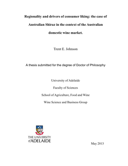 The Case of Australian Shiraz in the Context of the Australian Domestic