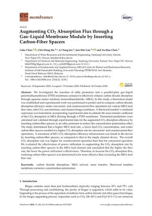 Augmenting CO2 Absorption Flux Through a Gas–Liquid Membrane Module by Inserting Carbon-Fiber Spacers