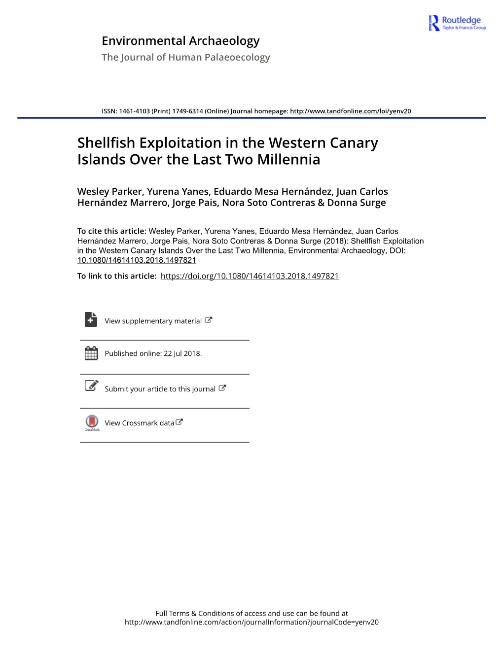 Shellfish Exploitation in the Western Canary Islands Over the Last Two Millennia