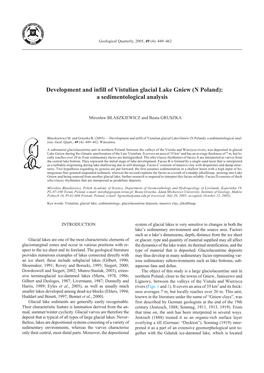 Development and Infill of Vistulian Glacial Lake Gniew (N Poland): a Sedimentological Analysis