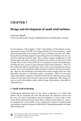 CHAPTER 7 Design and Development of Small Wind Turbines