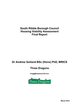 South Ribble Borough Council Housing Viability Assessment Final Report