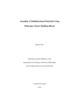 Assembly of Multifunctional Materials Using Molecular Cluster Building Blocks