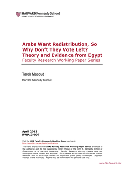 Arabs Want Redistribution, So Why Don't They Vote Left? Theory And
