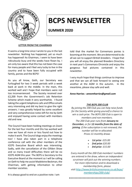 Bcps Newsletter Summer 2020