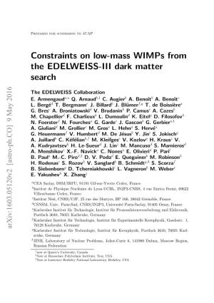 Constraints on Low-Mass Wimps from the EDELWEISS-III Dark Matter Search