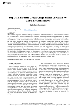 Big Data in Smart Cities: Usage in Kota Jababeka for Customer Satisfaction