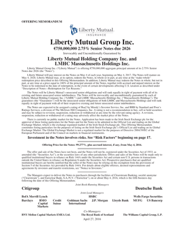 Liberty Mutual Holding Company Inc. and LMHC Massachusetts Holdings Inc
