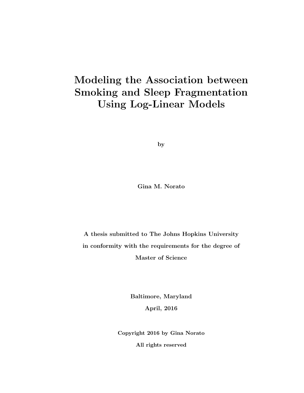 Modeling the Association Between Smoking and Sleep Fragmentation Using Log-Linear Models