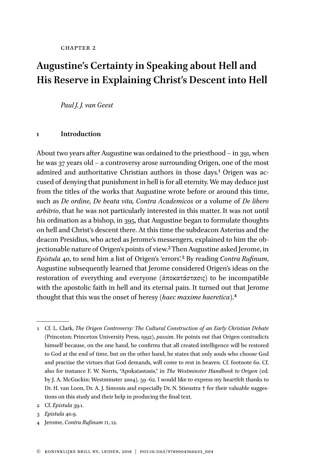 Augustine's Certainty in Speaking About Hell and His Reserve In