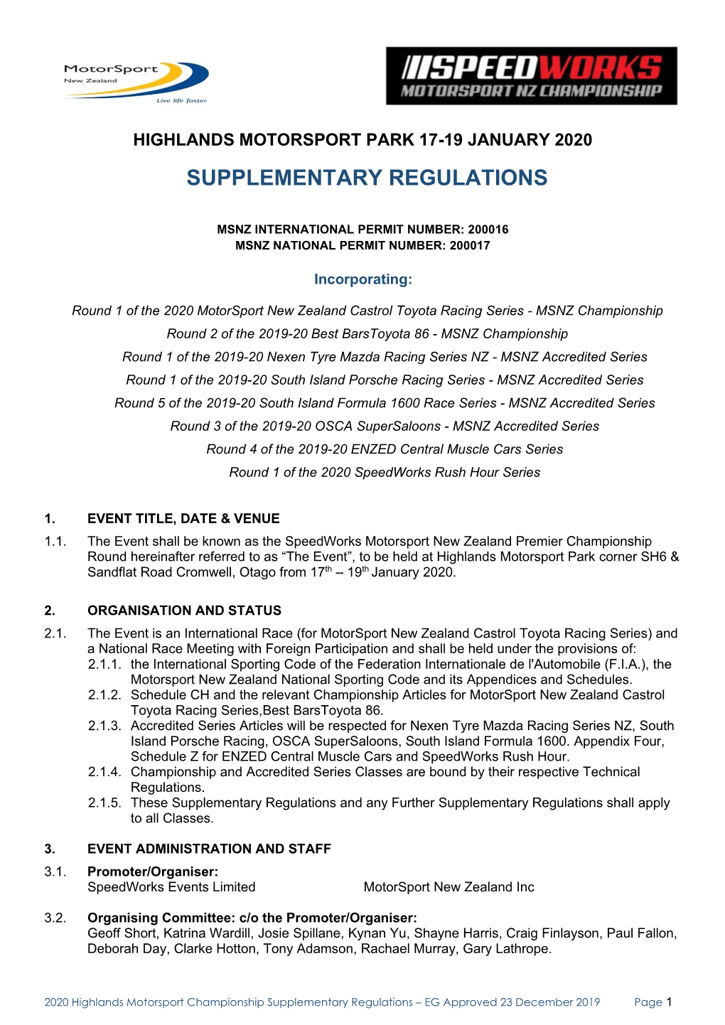 Supplementary Regulations