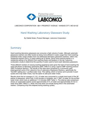 Hand Washing Laboratory Glassware Study Summary