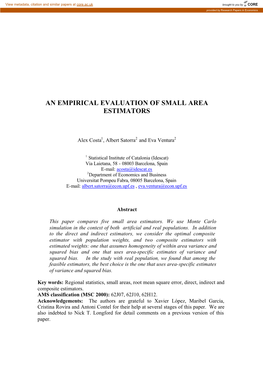 An Empirical Evaluation of Small Area Estimators