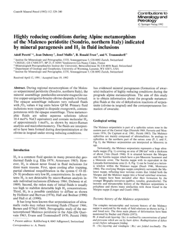 Highly Reducing Conditions During Alpine Metamorphism of The
