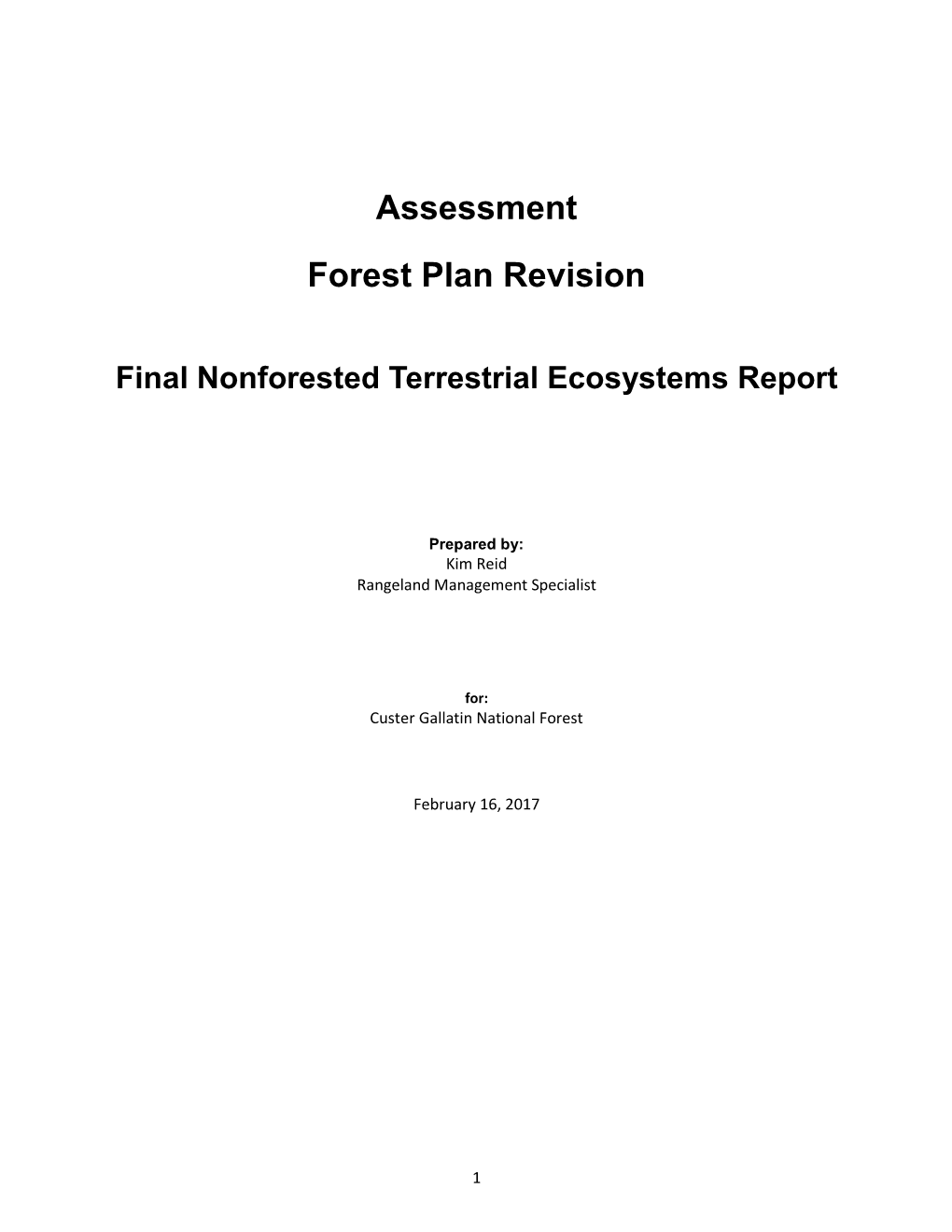 Nonforested Terrestrial Ecosystems Report