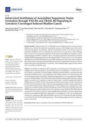 Intravesical Instillation of Azacitidine Suppresses Tumor Formation Through TNF-R1 and TRAIL-R2 Signaling in Genotoxic Carcinogen-Induced Bladder Cancer