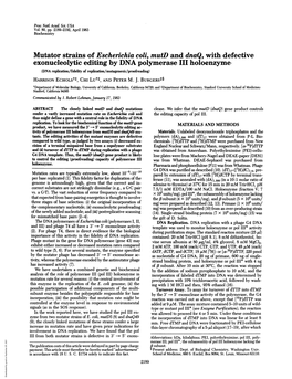 Exonucleolytic Editing by DNA Polymerase III Holoenzyme- (DNA Replication/Fidelity of Replication/Mutagenesis/Proofreading) HARRISON Echolstt, CHI Lutf, and PETER M