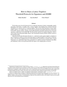 How to Share a Lattice Trapdoor: Threshold Protocols for Signatures and (H)IBE