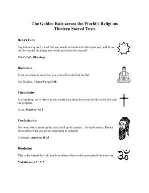 The Golden Rule Across the World's Religions Thirteen Sacred Texts