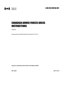 Canadian Armed Forces Dress Instructions