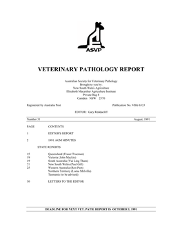 Veterinary Pathology Report