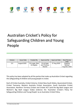 Policy for Safeguarding Children and Young People