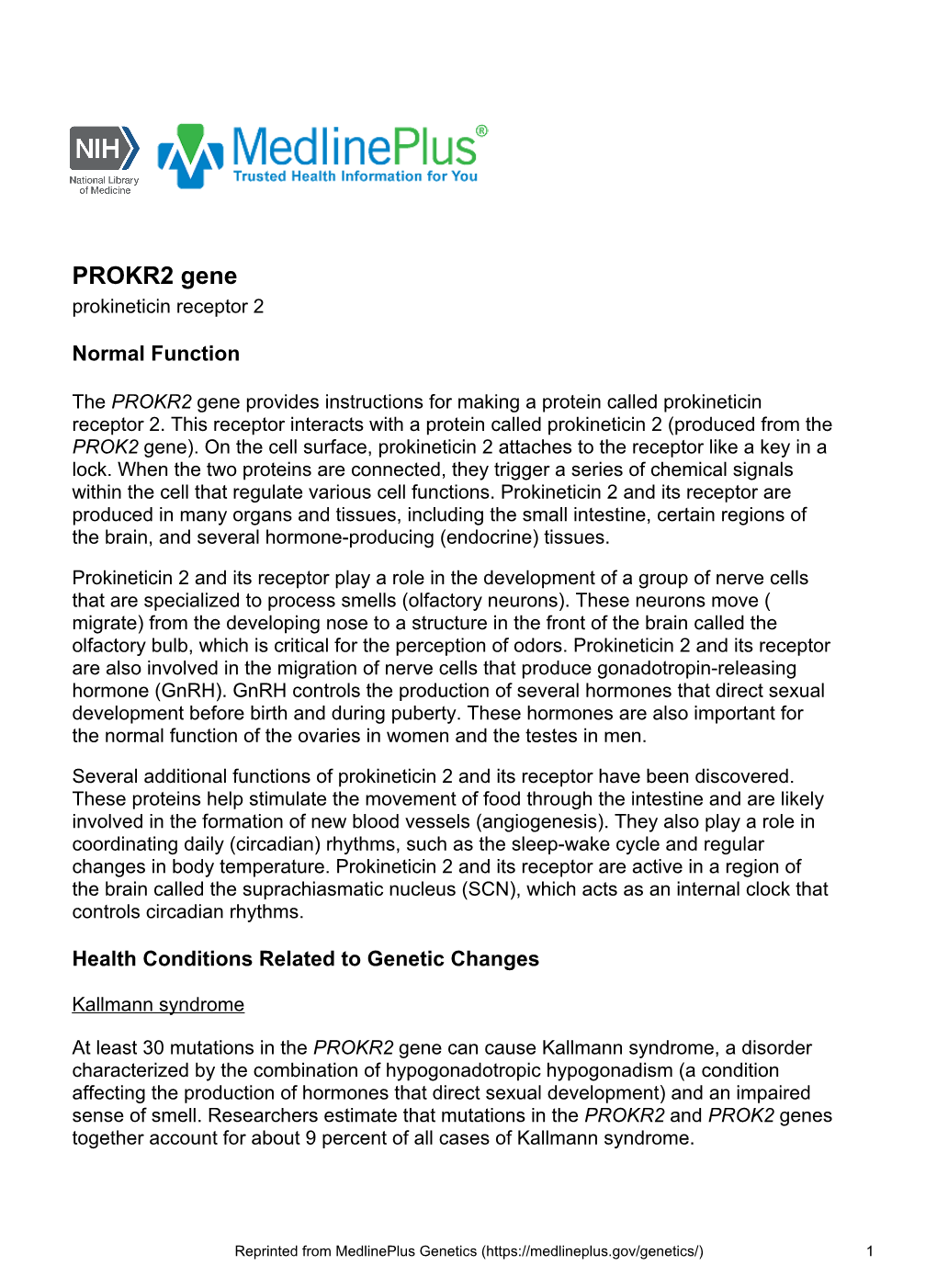 PROKR2 Gene Prokineticin Receptor 2