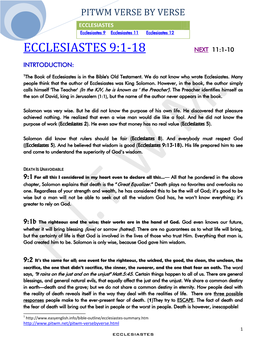 Ecclesiastes 9:1-18 Next 11:1-10