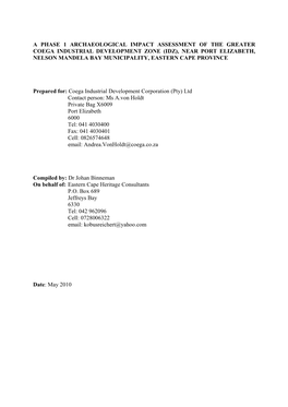 A Phase 1 Archaeological Heritage Impact Assessment