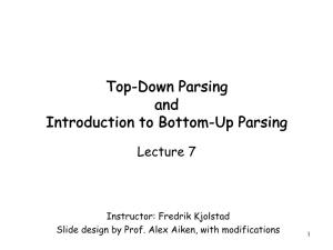 Top-Down Parsing & Bottom-Up Parsing I
