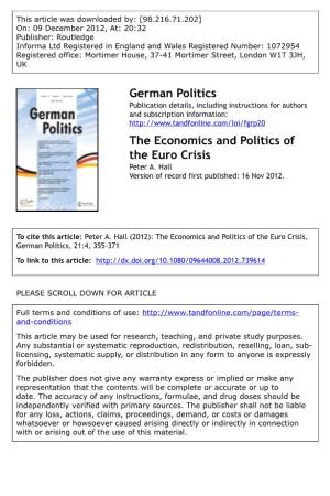 The Economics and Politics of the Euro Crisis Peter A