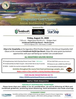 21St Annual Hospitality Golf Classic Social Distancing Together Sponsored By