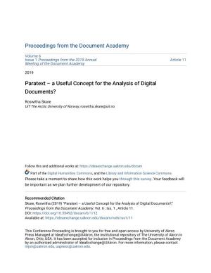Paratext – a Useful Concept for the Analysis of Digital Documents?