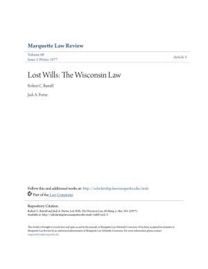Lost Wills: the Wisconsin Law, 60 Marq