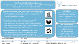 The Norman Conquest Learning Objective: to Understand Chronology, Sources and Factors Through the History of the Norman Conquest of England