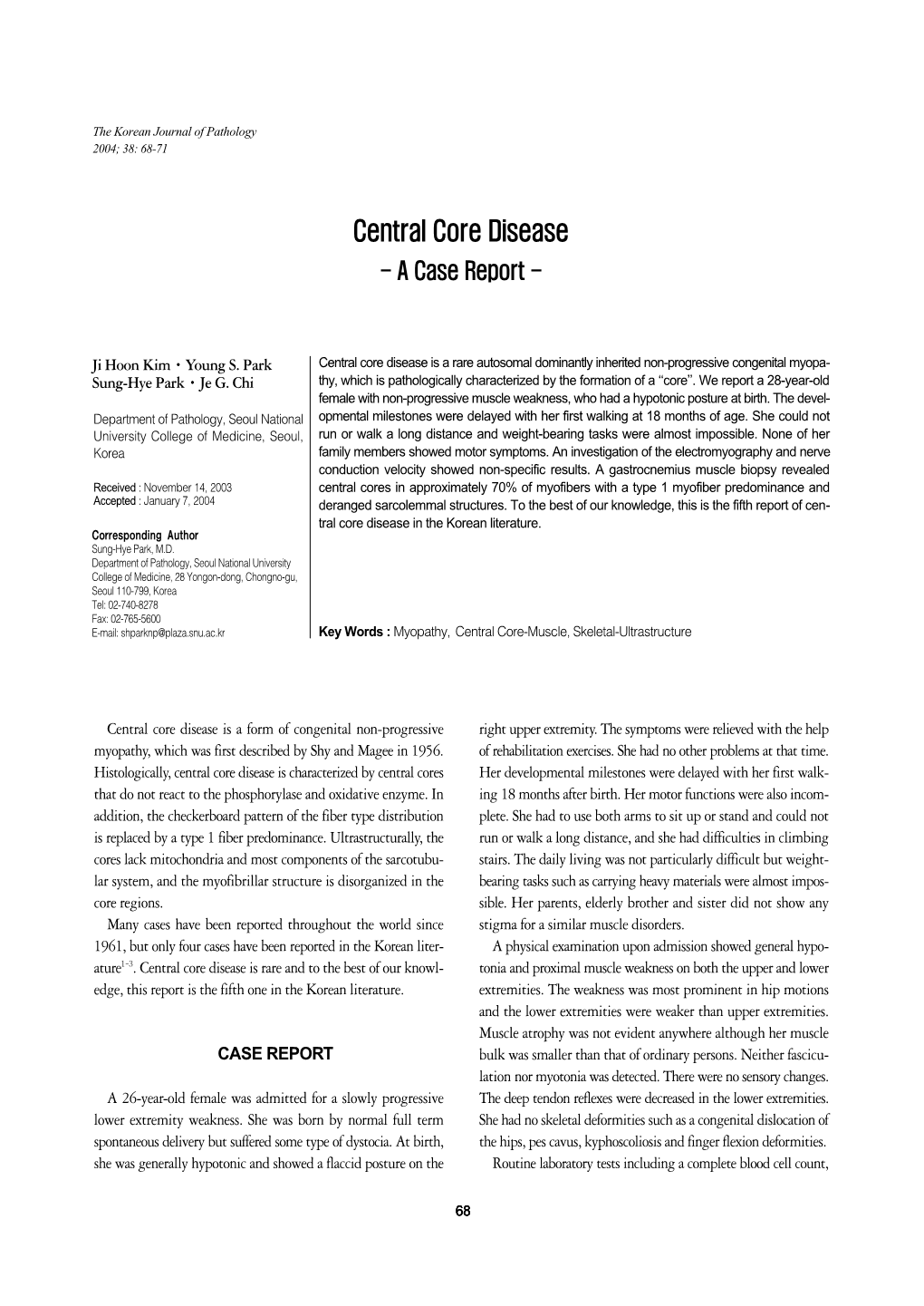 Central Core Disease - a Case Report