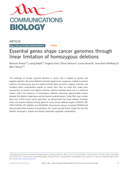 Essential Genes Shape Cancer Genomes Through Linear Limitation of Homozygous Deletions