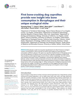 First Bone-Cracking Dog Coprolites Provide New Insight