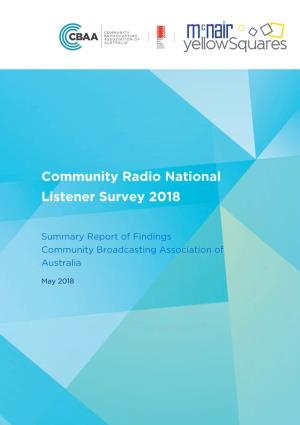 Community Radio National Listener Survey 2018