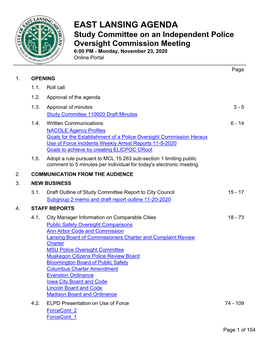 Study Committee on an Independent Police Oversight Commission Meeting 6:00 PM - Monday, November 23, 2020 Online Portal