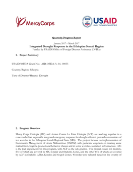 Integrated Drought Response in the Ethiopian Somali Region Funded by USAID/Office of Foreign Disaster Assistance (OFDA)
