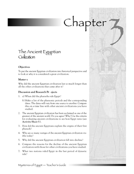 Chapter 3 the Ancient Egyptian Ci V I L I Z a T I O N