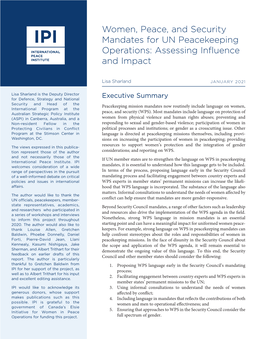 Women, Peace, and Security Mandates for UN Peacekeeping Operations: Assessing Influence and Impact