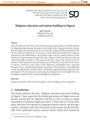 Religious Education and Nation-B Uilding in Nigeria